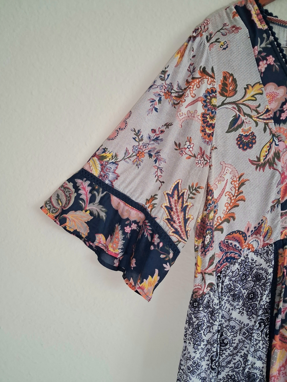 Lilka by Anthropologie Navy Floral Patchwork Dress with Pink Accents - Picture 4 of 9